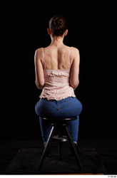 Whole Body Woman White Jeans Average Sitting Top Studio photo references
